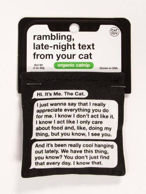 Blue Q Catnip Toy Rambling Text